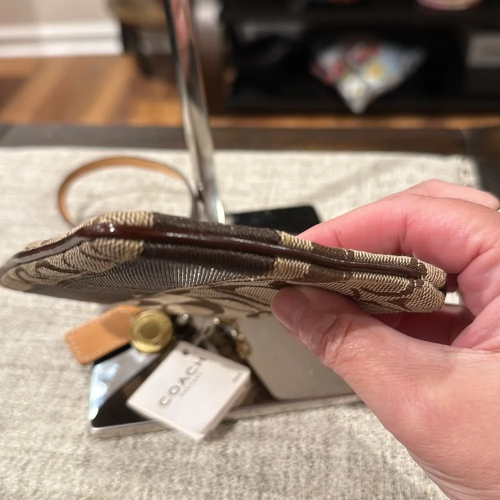 Coach Legacy Signature Canvas & Leather Wristlet (w/Gold Coach Charm & Hangtag) - Picture 8 of 15